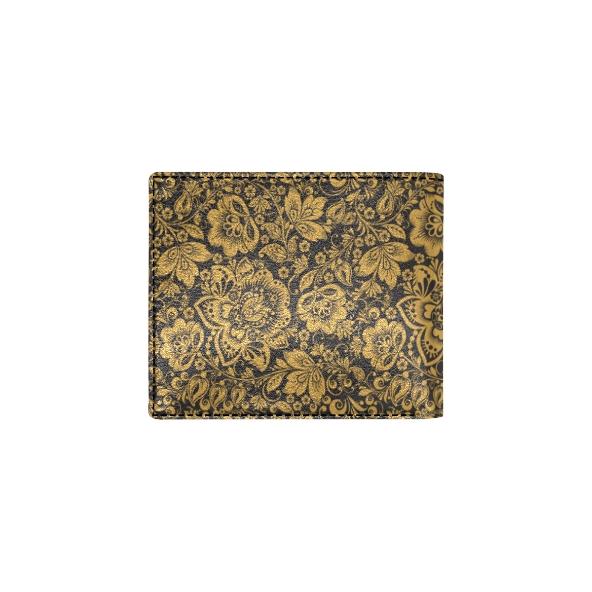 Brocade Gold Pattern Print Design 01 Men's ID Card Wallet