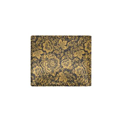 Brocade Gold Pattern Print Design 01 Men's ID Card Wallet