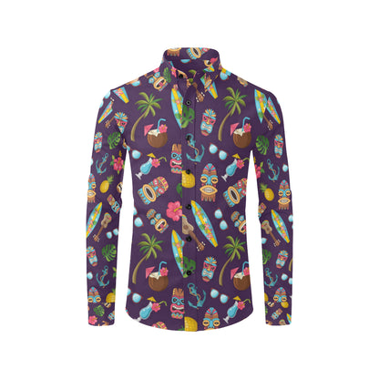 Hawaiian Themed Pattern Print Design H024 Men's Long Sleeve Shirt