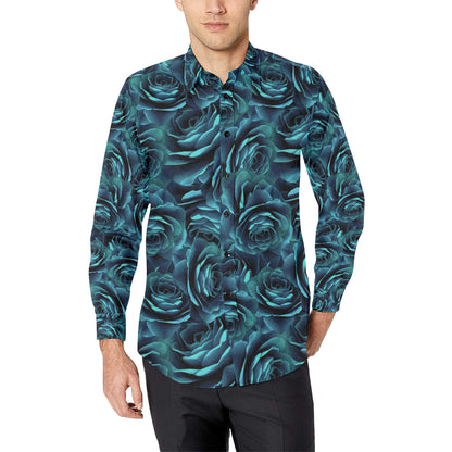 Camellia Pattern Print Design CM04 Men's Long Sleeve Shirt