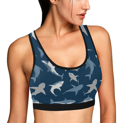 Shark Action Pattern Sports Bra