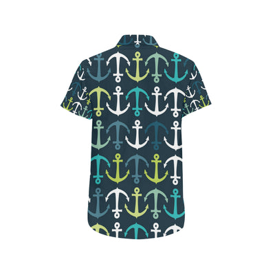 Anchor Pattern Print Design 03 Men's Short Sleeve Button Up Shirt