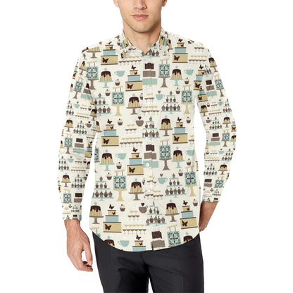 Cake Pattern Print Design 02 Men's Long Sleeve Shirt