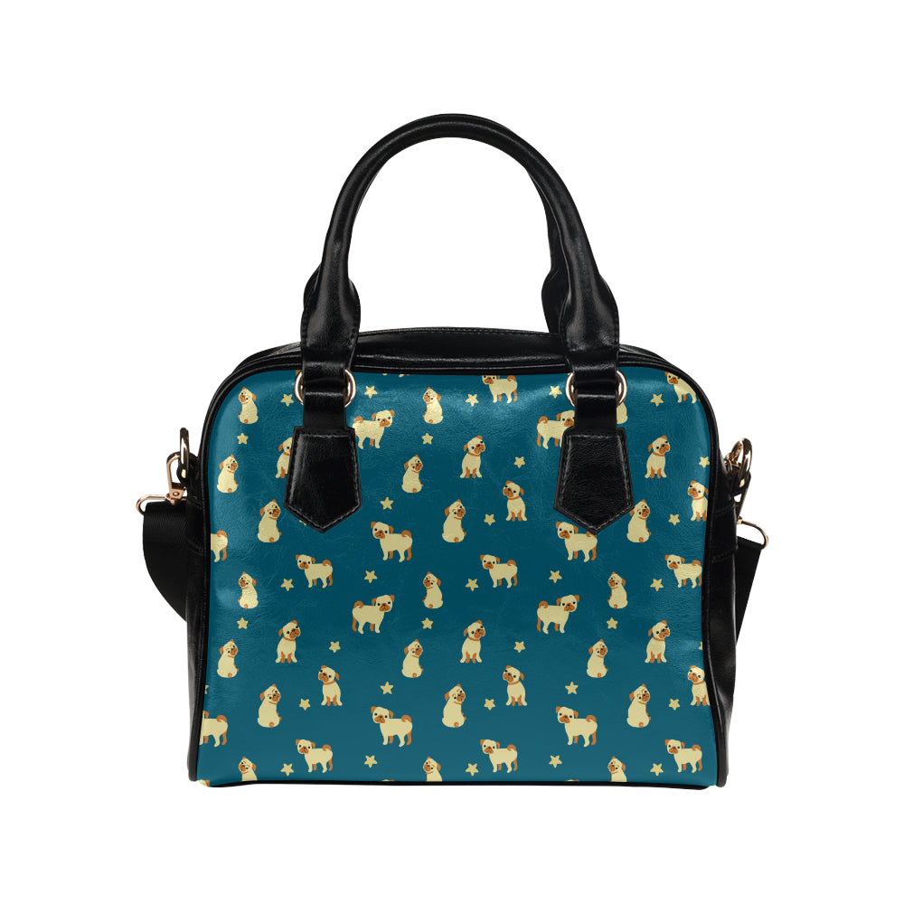 Pug Pattern Print Design A06 Shoulder Handbag