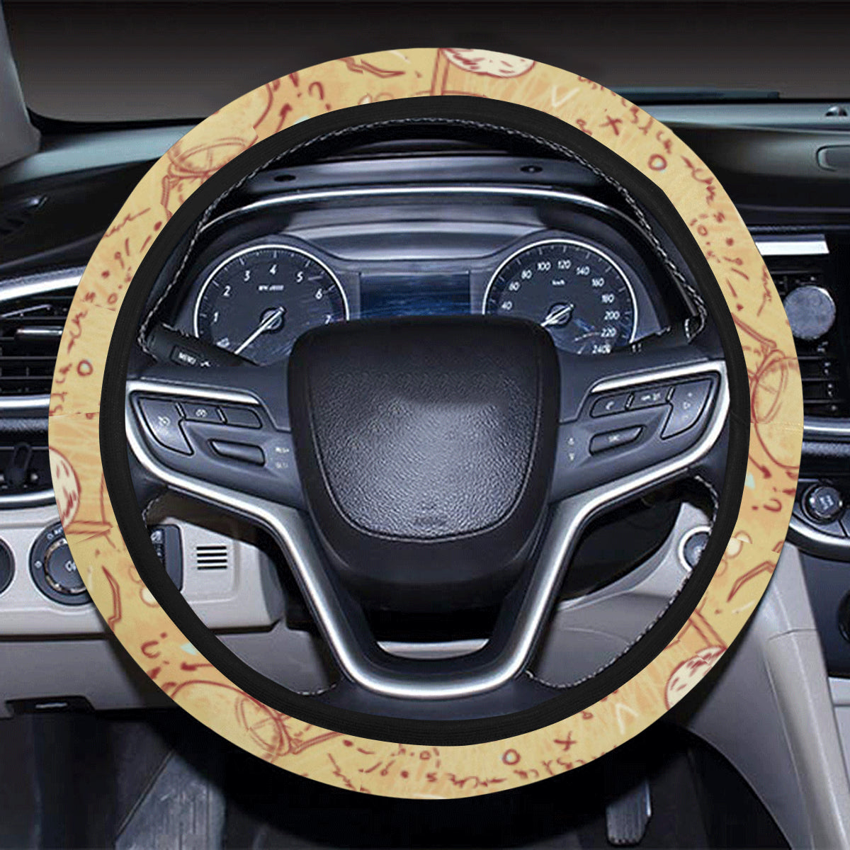 Chemical Pattern Print Design 01 Steering Wheel Cover with Elastic Edge