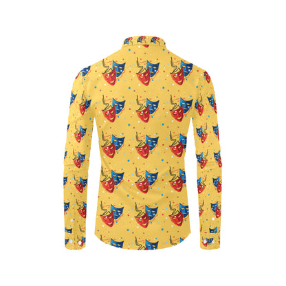 Acting Mask Pattern Print Design 02 Men's Long Sleeve Shirt