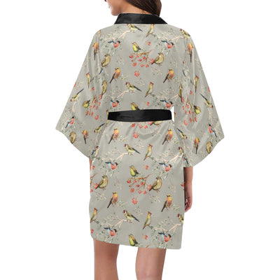 Birds Pattern Print Design 03 Women's Short Kimono