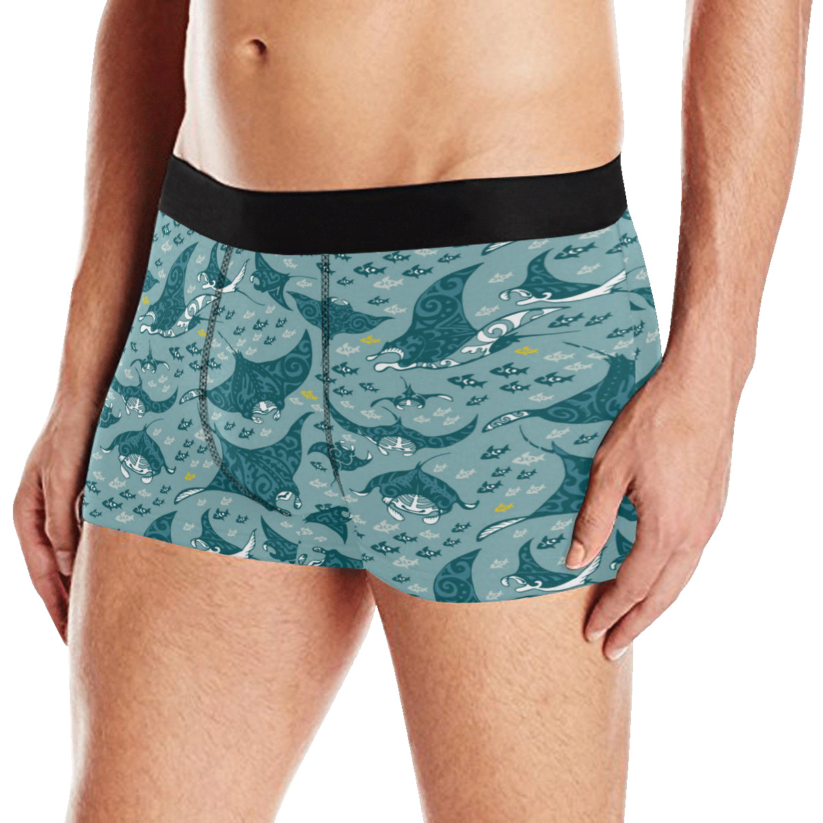 Manta Ray Tribal Pattern Print Design 03 Men's Boxer Briefs