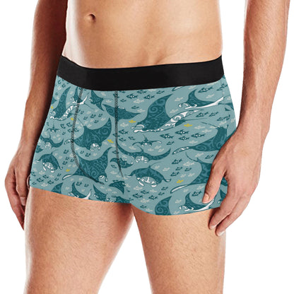 Manta Ray Tribal Pattern Print Design 03 Men's Boxer Briefs