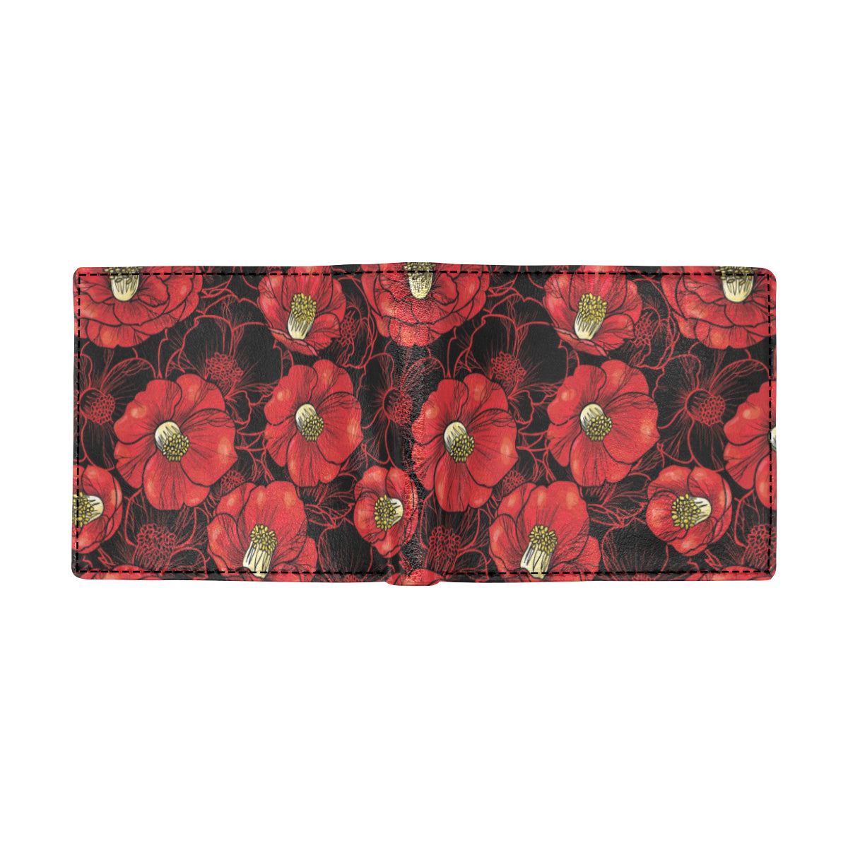 Camellia Pattern Print Design CM06 Men's ID Card Wallet