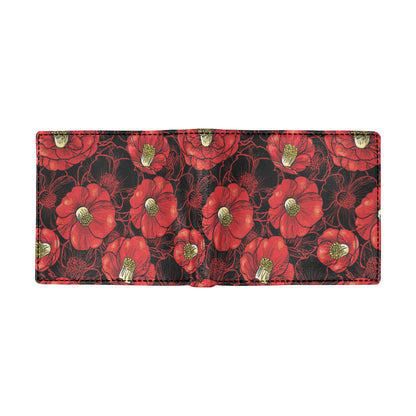 Camellia Pattern Print Design CM06 Men's ID Card Wallet
