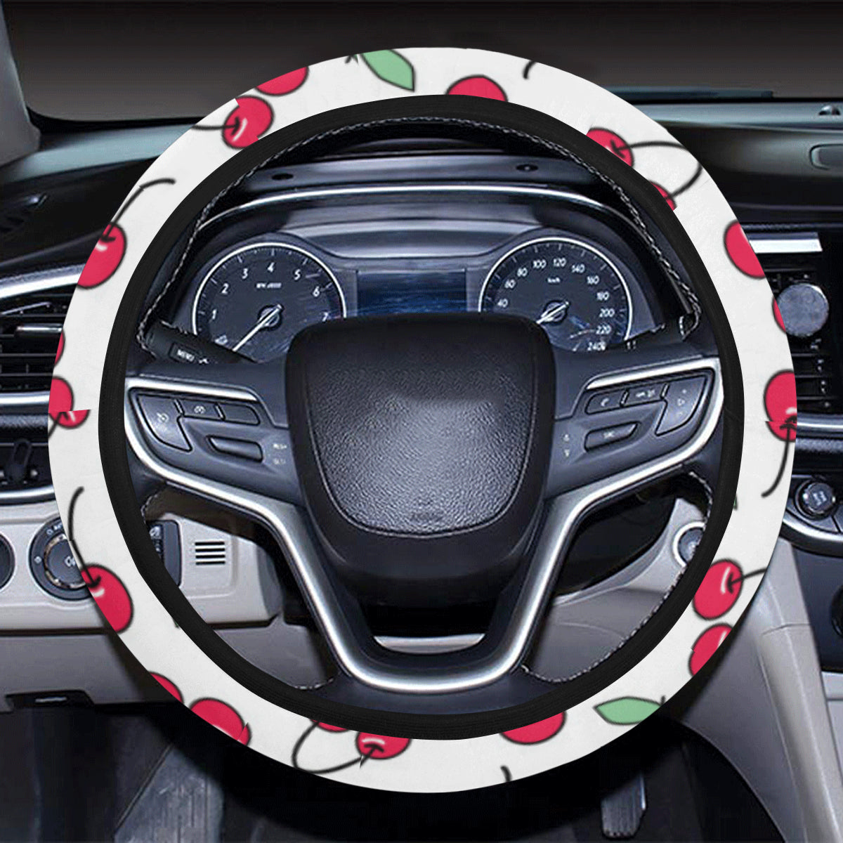 Cherry Pattern Print Design 03 Steering Wheel Cover with Elastic Edge