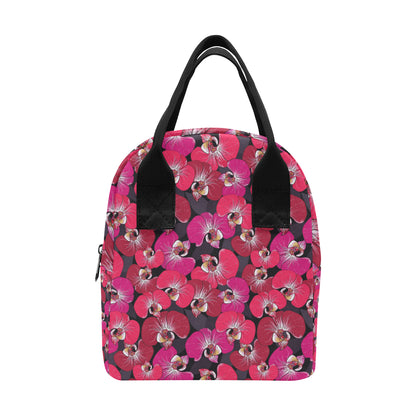 Orchid Red Pattern Print Design OR05 Insulated Lunch Bag
