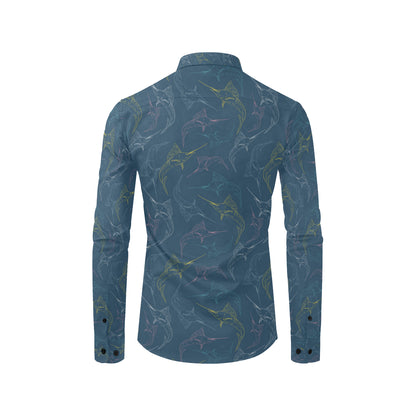 Swordfish Pattern Print Design 02 Men's Long Sleeve Shirt
