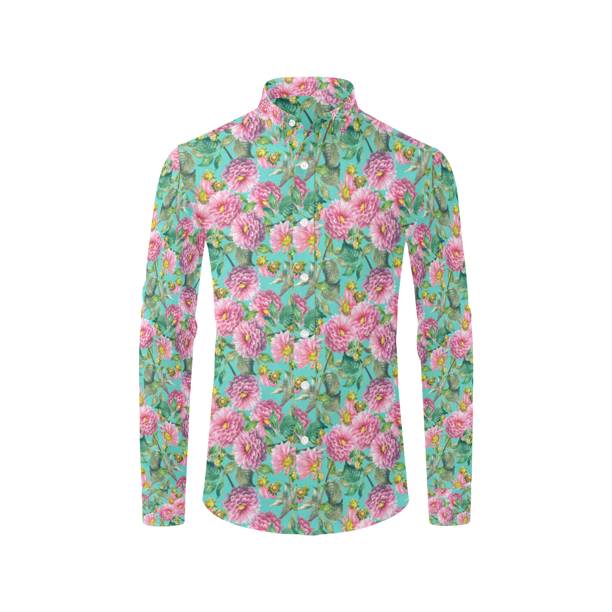 Dahlia Pattern Print Design DH07 Men's Long Sleeve Shirt