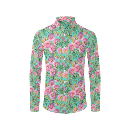 Dahlia Pattern Print Design DH07 Men's Long Sleeve Shirt