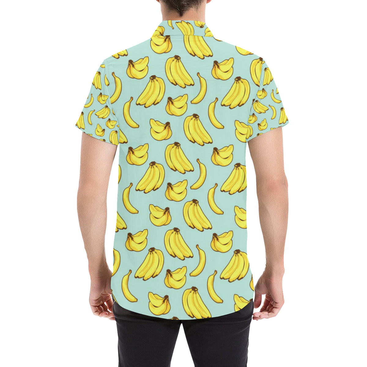 Banana Pattern Print Design BA04 Men's Short Sleeve Button Up Shirt