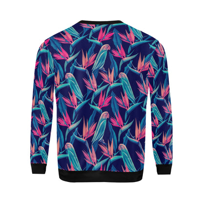 Tropical Flower Pattern Print Design TF024 Men Long Sleeve Sweatshirt