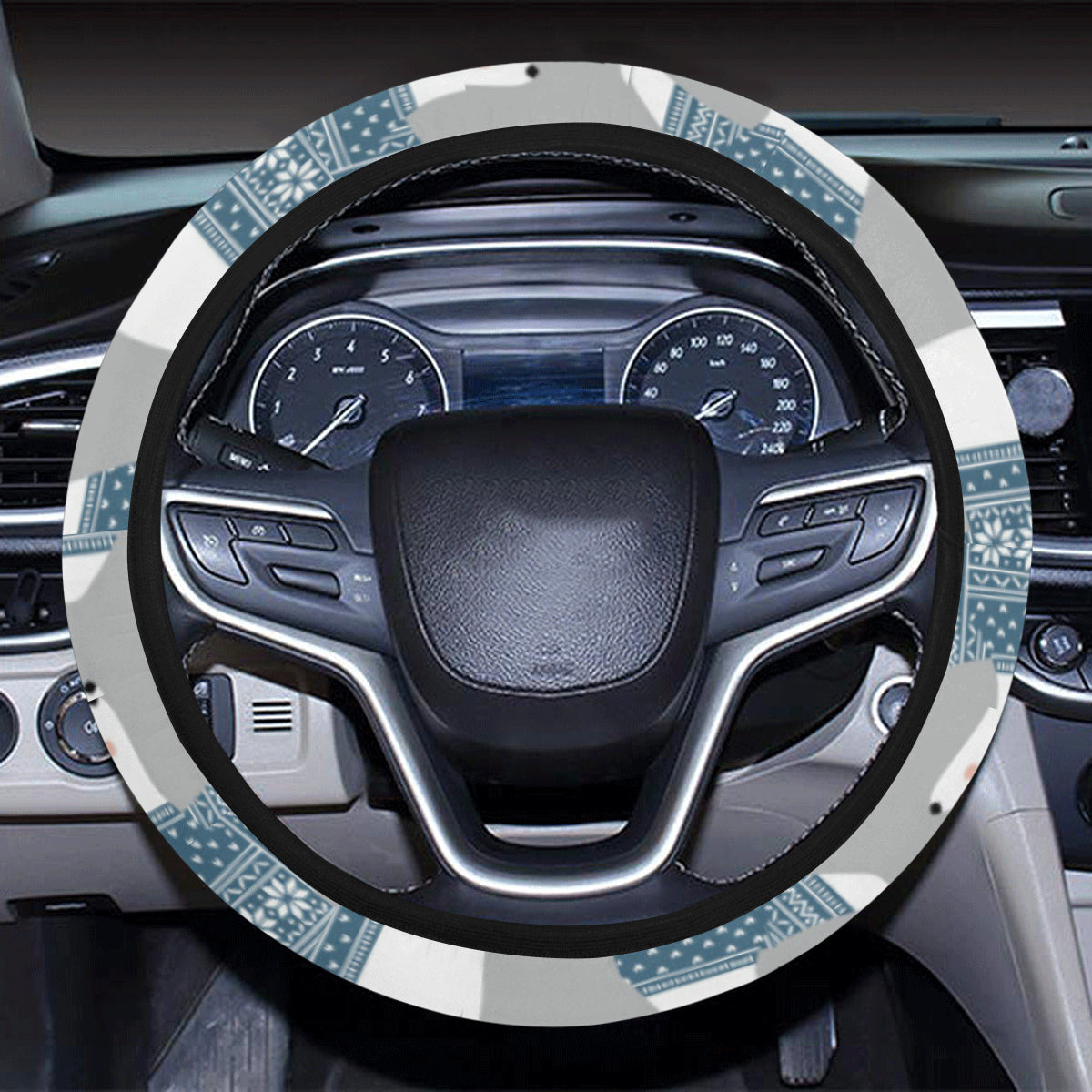 Polar Bear Pattern Print Design A03 Steering Wheel Cover with Elastic Edge