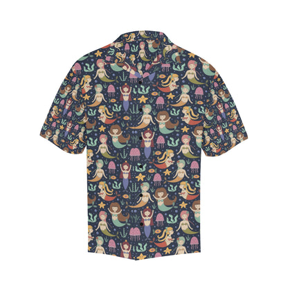 Mermaid Cartoon Pattern Print Design 03 Men's Hawaiian Shirt