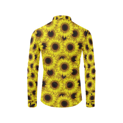 Sunflower Pattern Print Design SF011 Men's Long Sleeve Shirt