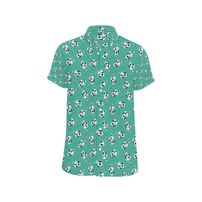 Cow Pattern Print Design 03 Men's Short Sleeve Button Up Shirt