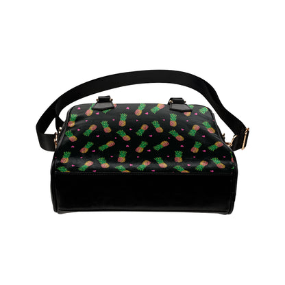Neon Pineapple Pattern Print Design A04 Shoulder Handbag