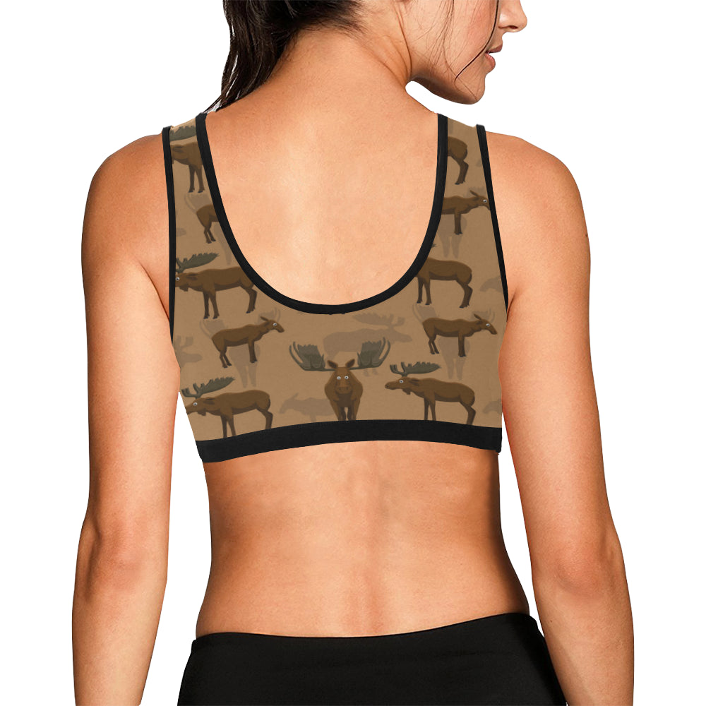 Moose Pattern Print Design 03 Sports Bra