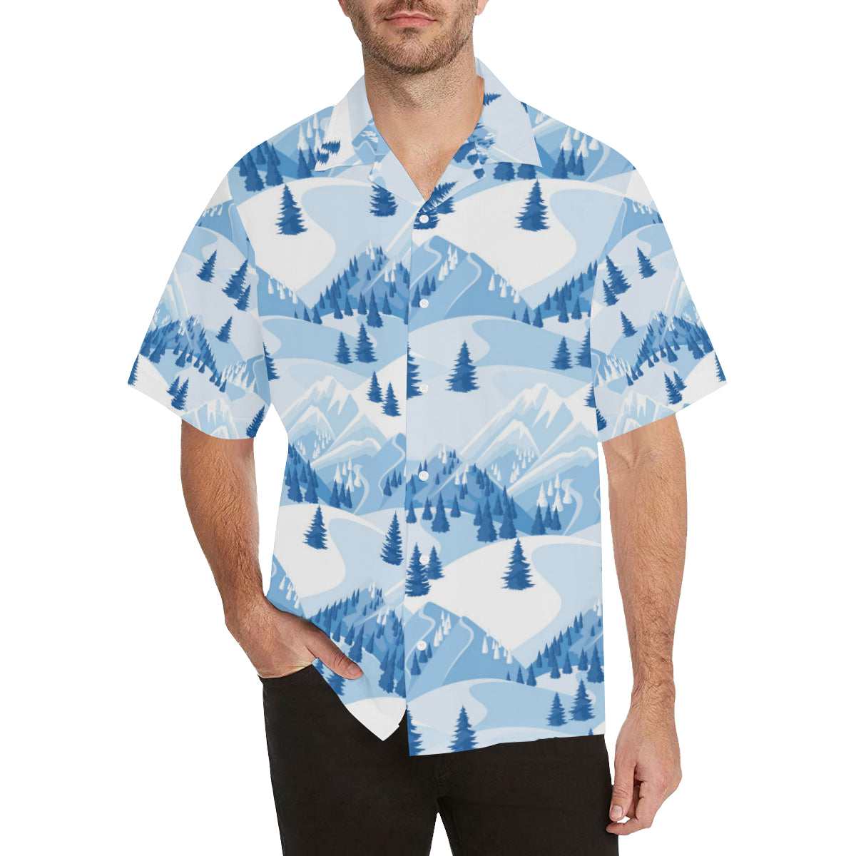 Mountain Pattern Print Design 03 Men's Hawaiian Shirt