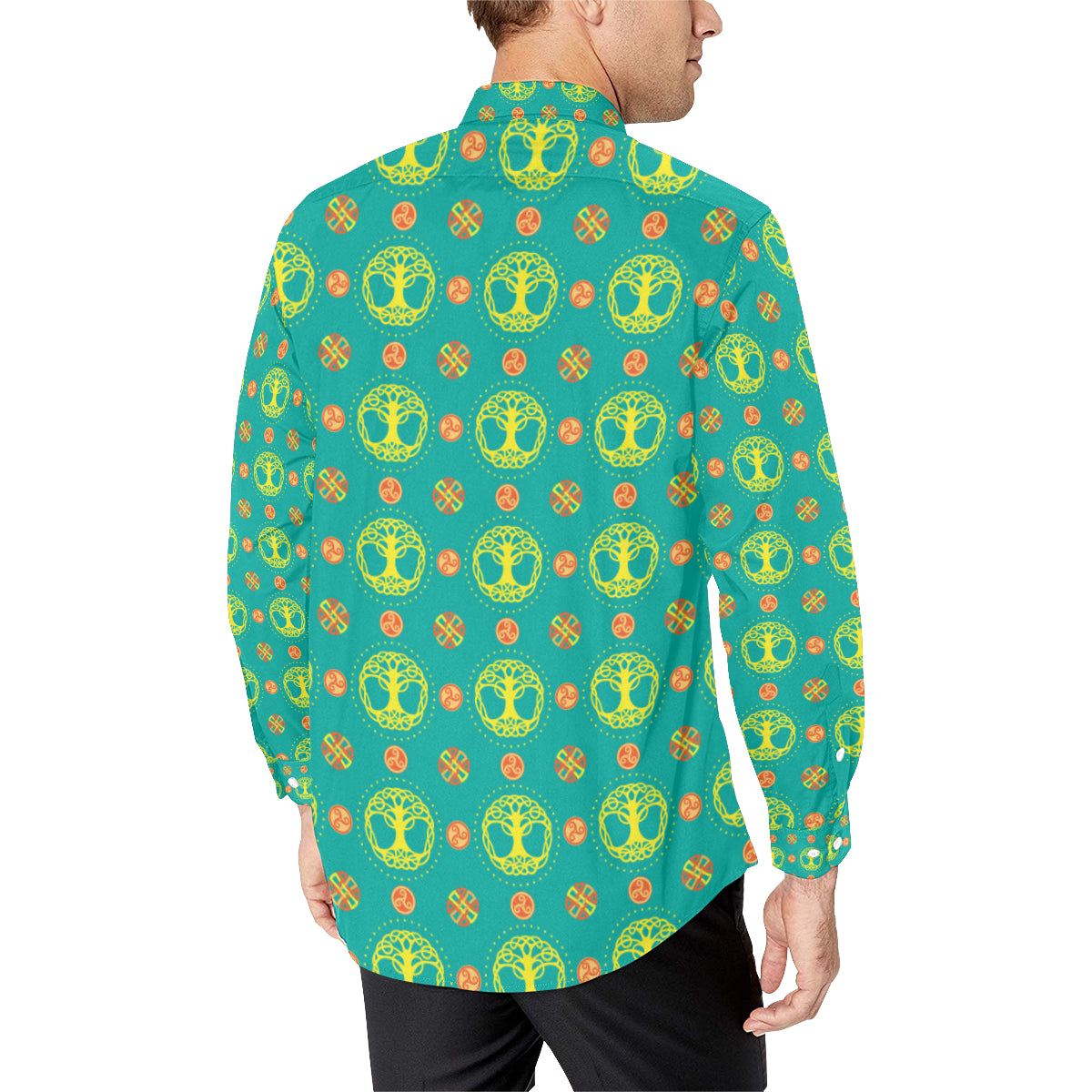 Celtic Tree of Life Print Pattern Men's Long Sleeve Shirt