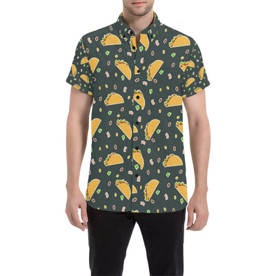 Taco Pattern Print Design TC02 Men's Short Sleeve Button Up Shirt