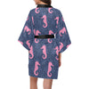 SeaHorse Pink Pattern Print Design 02 Women's Short Kimono