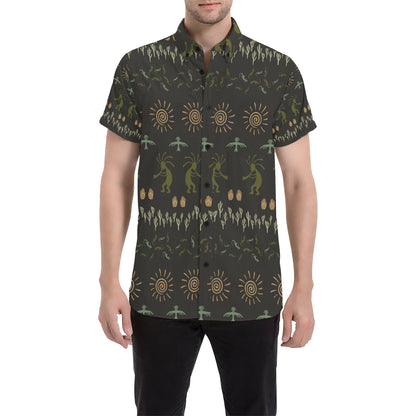 Mayan Pattern Print Design 04 Men's Short Sleeve Button Up Shirt