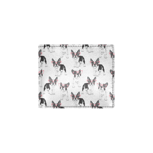 Boston Terrier Pattern Print Design 03 Men's ID Card Wallet