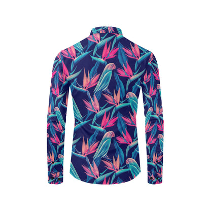 Tropical Flower Pattern Print Design TF024 Men's Long Sleeve Shirt