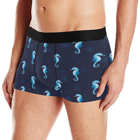 SeaHorse Blue neon Pattern Print Design 03 Men's Boxer Briefs