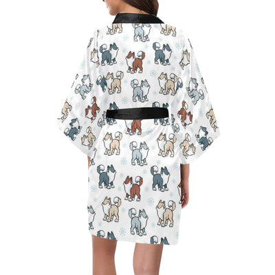 Alaskan Malamute Pattern Print Design 02 Women's Short Kimono