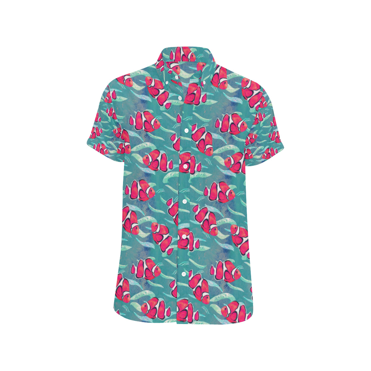 Clownfish Pattern Print Design 02 Men's Short Sleeve Button Up Shirt