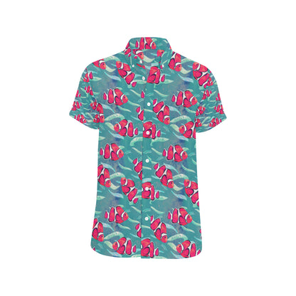 Clownfish Pattern Print Design 02 Men's Short Sleeve Button Up Shirt