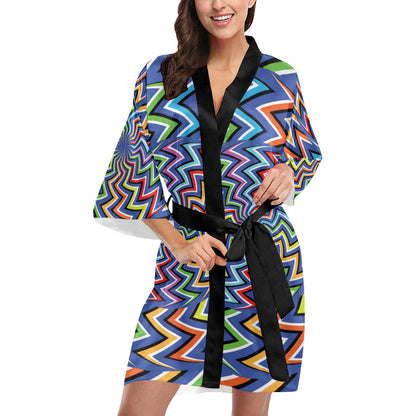 Optical illusion Pattern Print Design A02 Women's Short Kimono