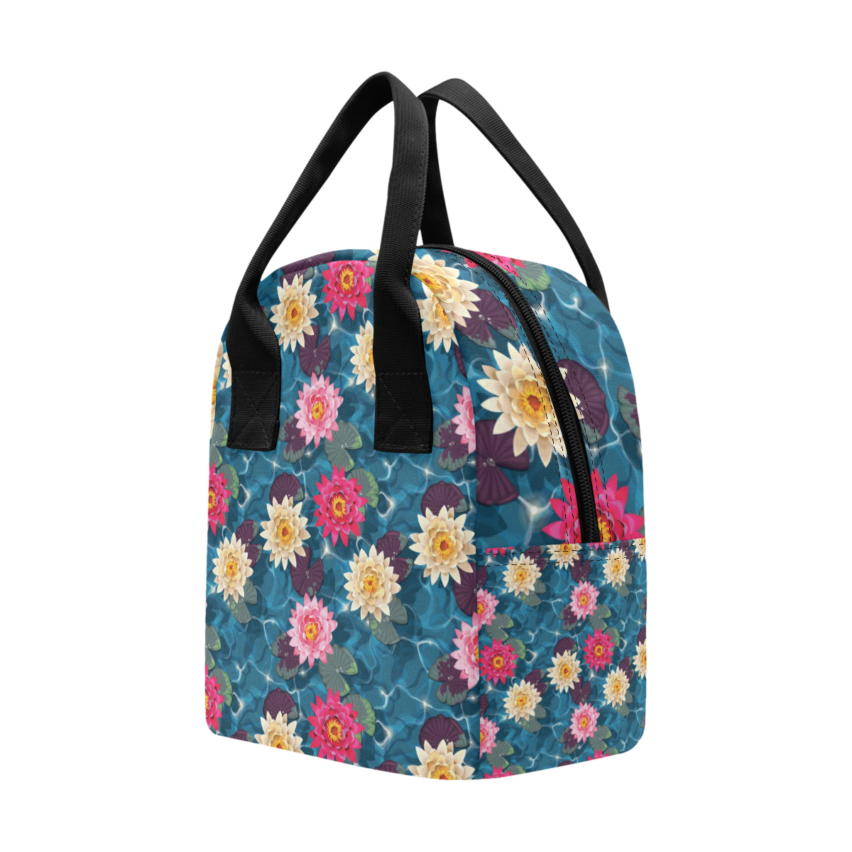Water Lily Pattern Print Design WL05 Insulated Lunch Bag