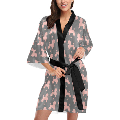Poodle Pattern Print Design A02 Women's Short Kimono