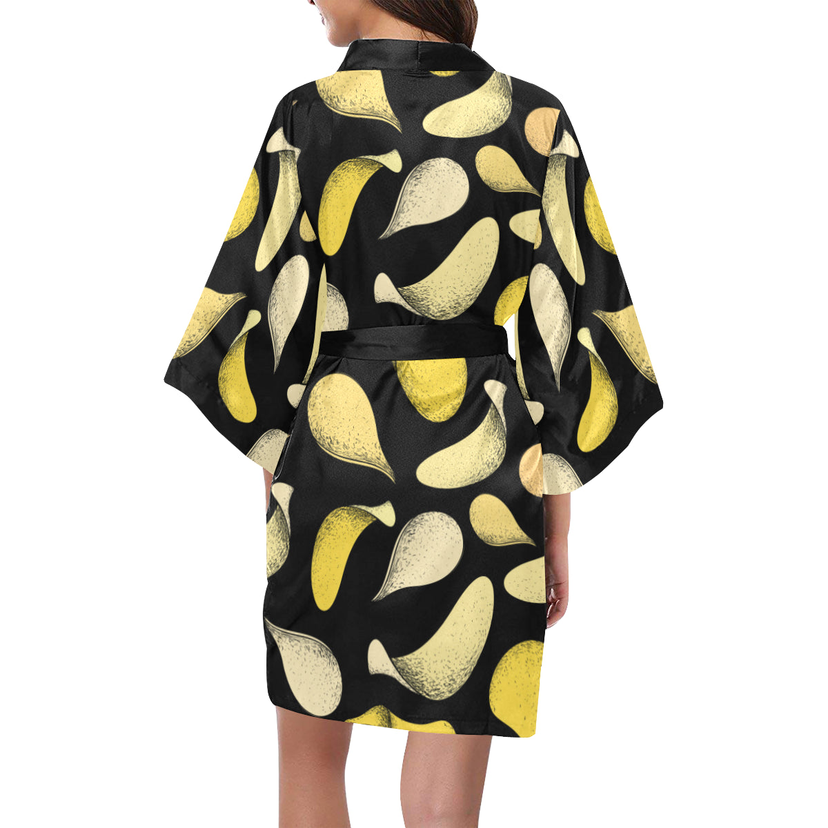 Potato Pattern Print Design A02 Women's Short Kimono