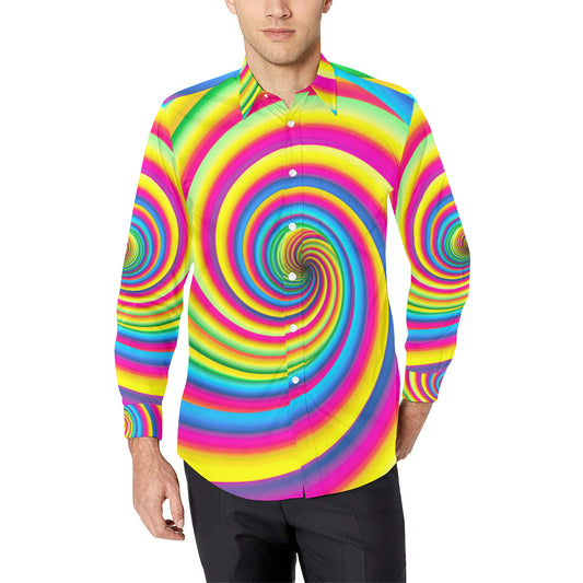 Vortex Twist Swirl Rainbow Design Men's Long Sleeve Shirt