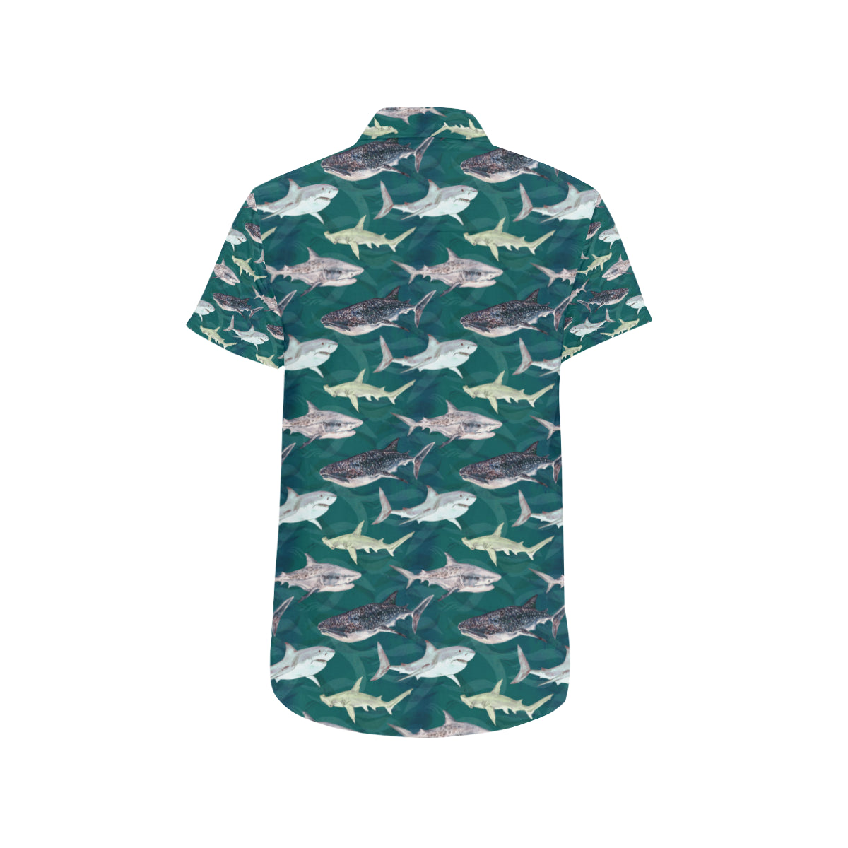 Shark Style Print Men's Short Sleeve Button Up Shirt