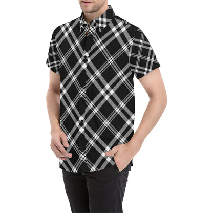 Madras Pattern Print Design 03 Men's Short Sleeve Button Up Shirt