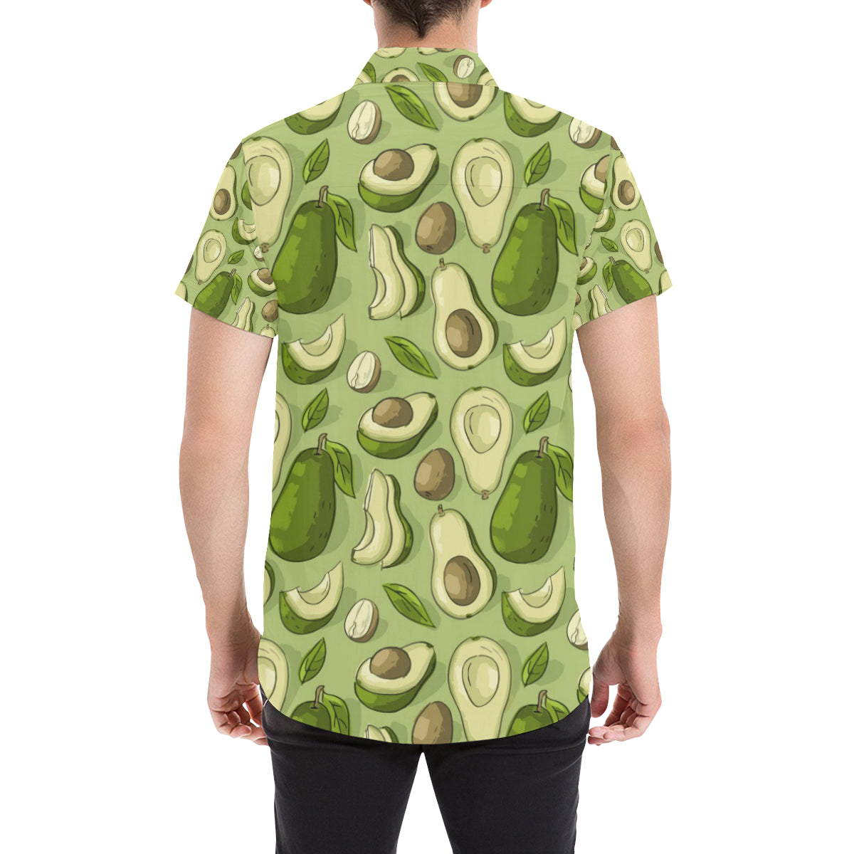Avocado Pattern Print Design AC03 Men's Short Sleeve Button Up Shirt
