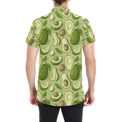 Avocado Pattern Print Design AC03 Men's Short Sleeve Button Up Shirt