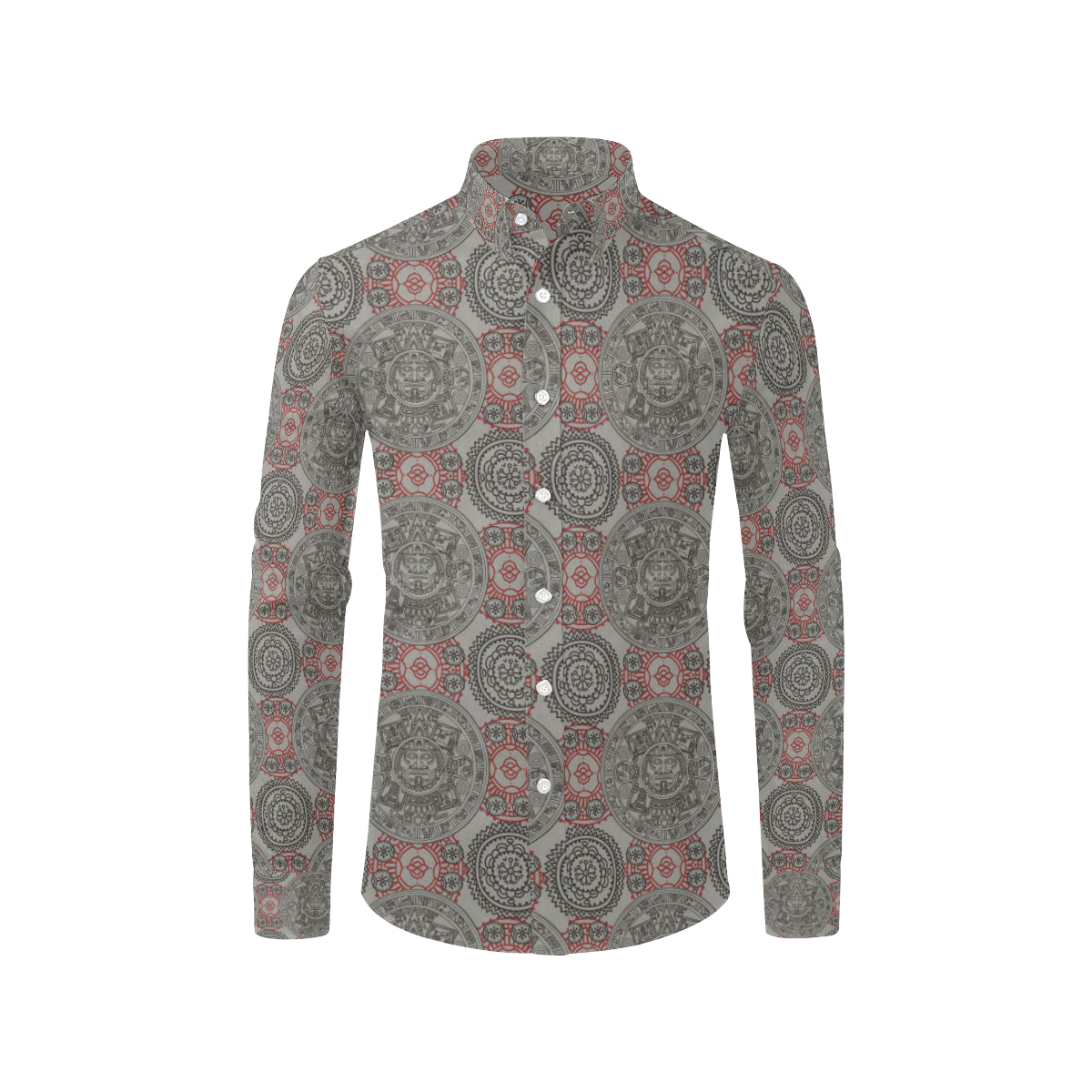 Calendar Aztec Pattern Print Design 04 Men's Long Sleeve Shirt