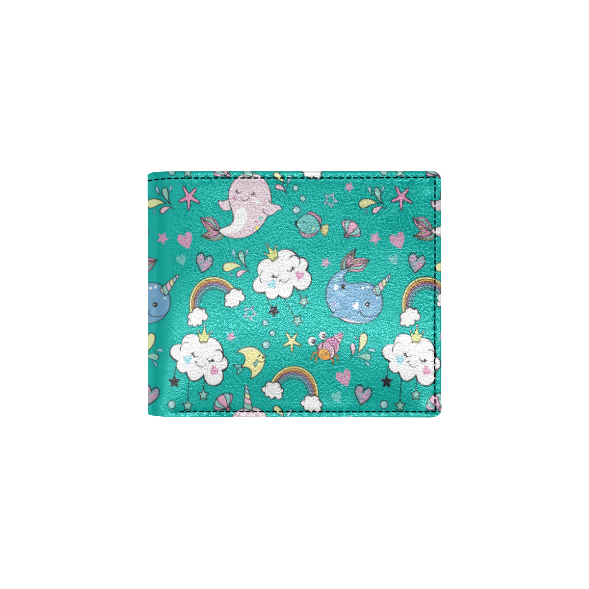 Narwhal Pattern Print Design 04 Men's ID Card Wallet